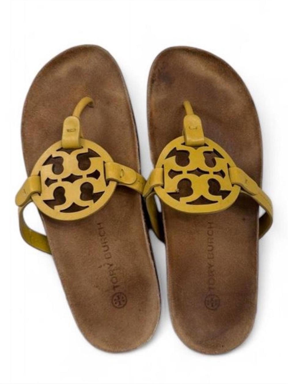 Tory Burch Miller Cloud Thong Sandals in the vibrant Lemon Lime size 9